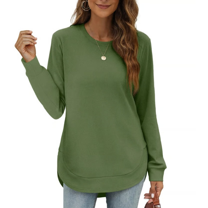 Hot Sale-Women's Sweatshirt Crewneck Curved Hem