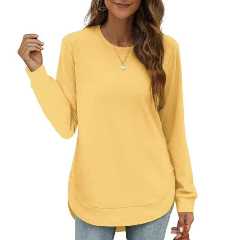 Hot Sale-Women's Sweatshirt Crewneck Curved Hem