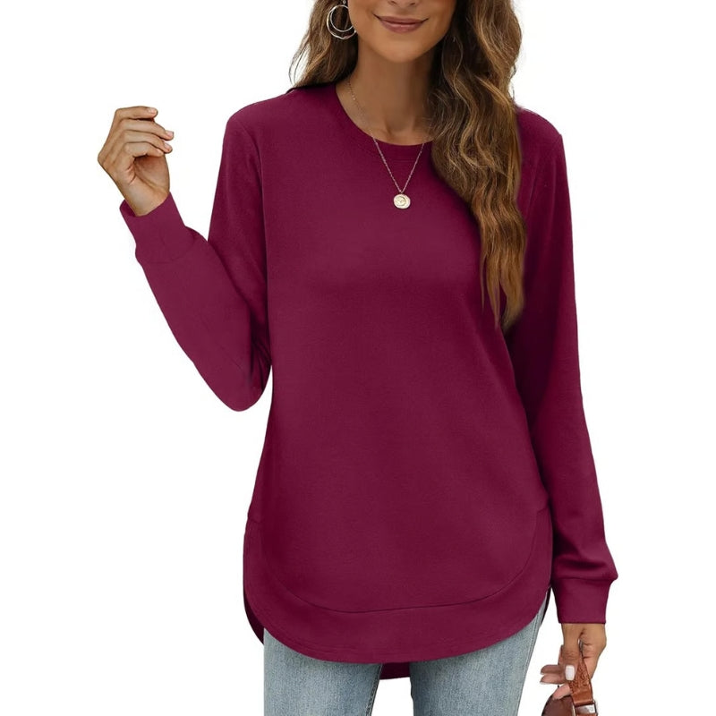 Hot Sale-Women's Sweatshirt Crewneck Curved Hem