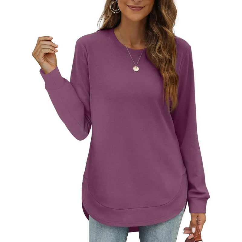 Hot Sale-Women's Sweatshirt Crewneck Curved Hem