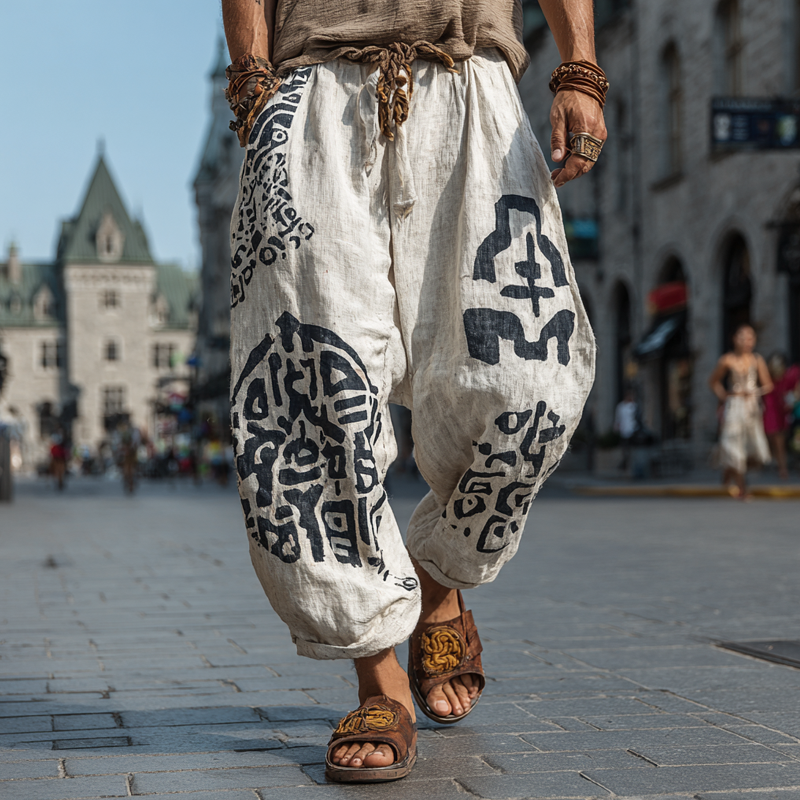 Mens Bohemian Print Loose Pants Mta0412g6x