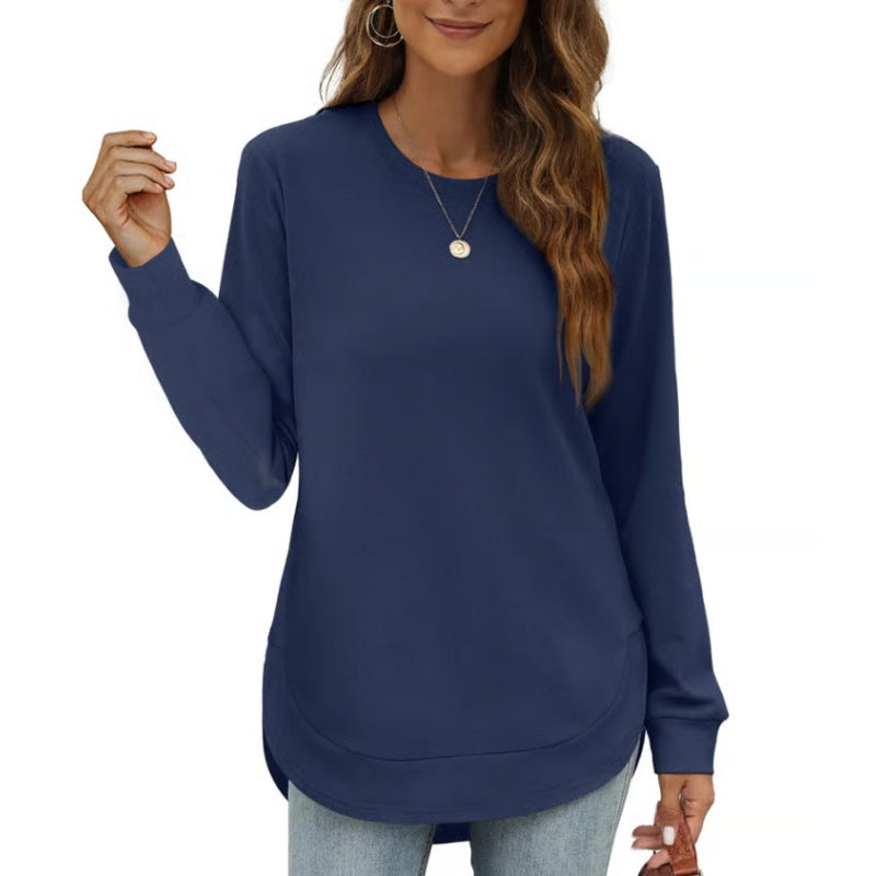 Hot Sale-Women's Sweatshirt Crewneck Curved Hem