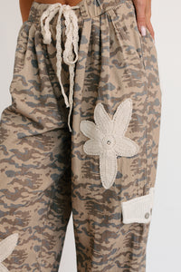 Sun Comes Up POL Drawstring Denim Joggers (Beige Camo) - NanaMacs