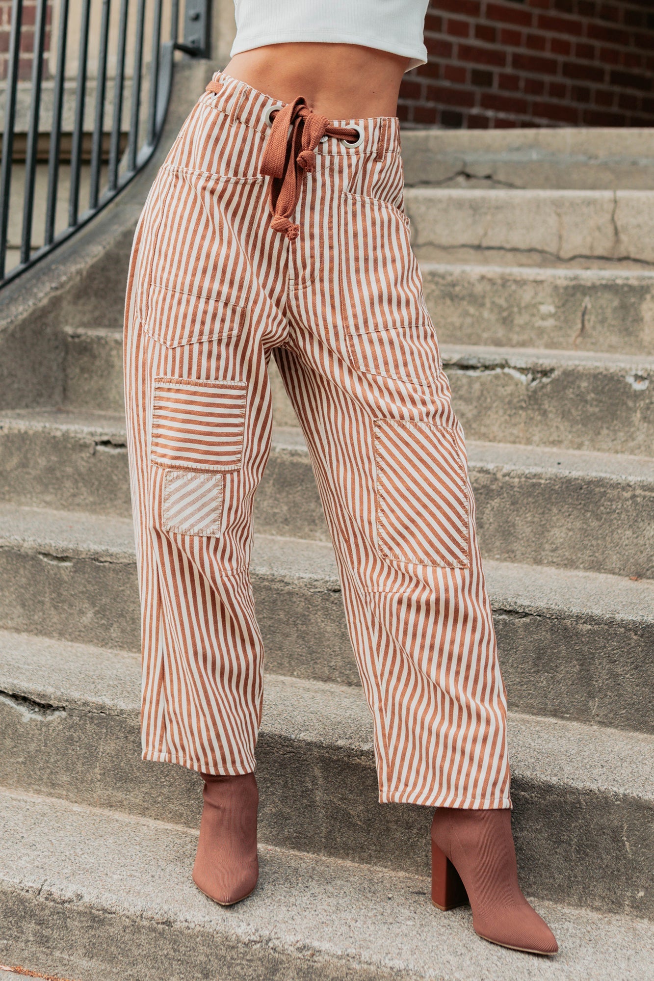 High Spirits Limited Edition Striped Barrel Jeans (Caramel) - NanaMacs