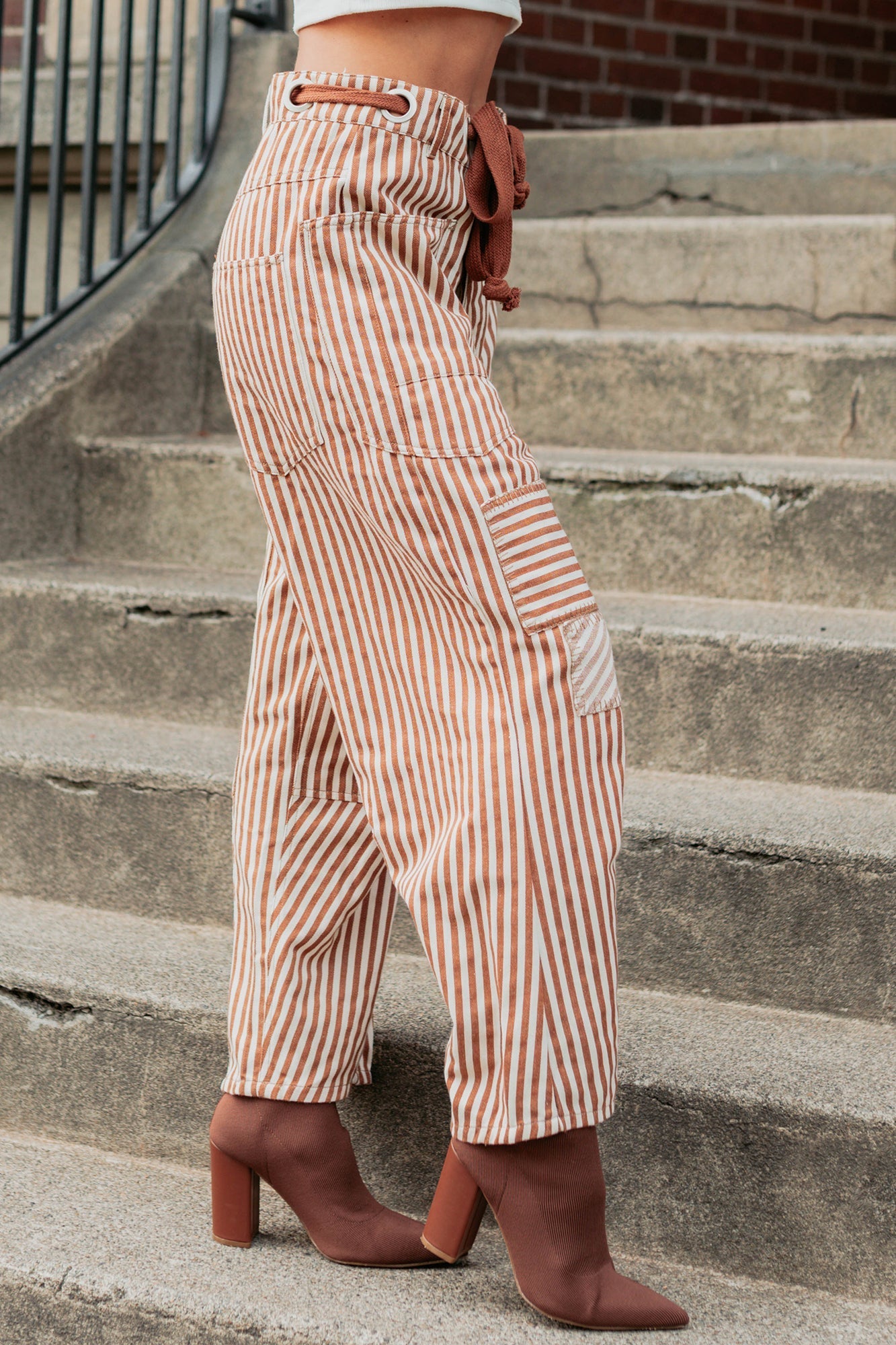 High Spirits Limited Edition Striped Barrel Jeans (Caramel) - NanaMacs