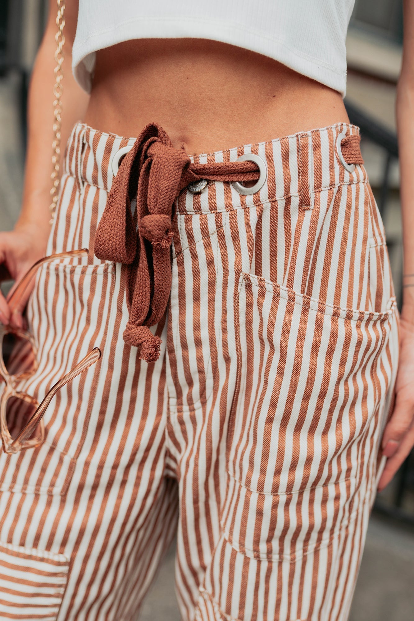 High Spirits Limited Edition Striped Barrel Jeans (Caramel) - NanaMacs