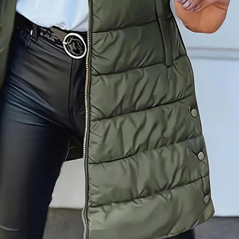 โ๏ธ Women Long Puffer Vest ๐ | Solid Color | Sleeveless | Hooded | Winter Wear (Liquidation)