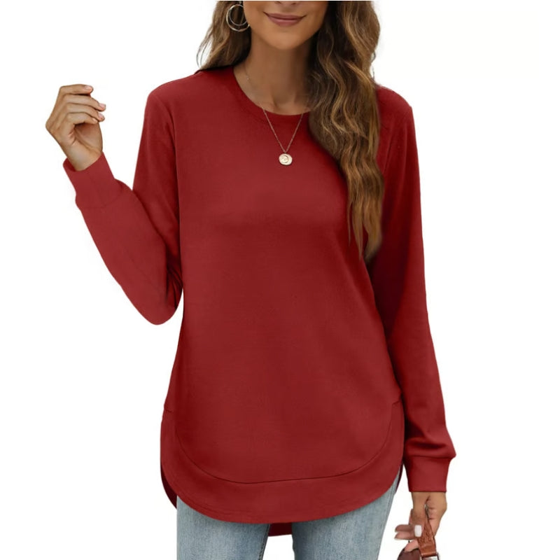 Hot Sale-Women's Sweatshirt Crewneck Curved Hem