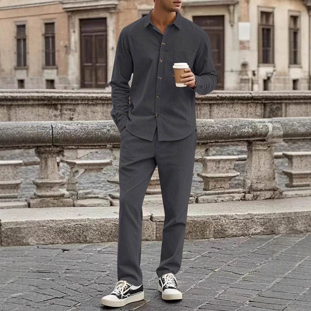 Casual Spring Corduroy Outfit Set - AngraBech
