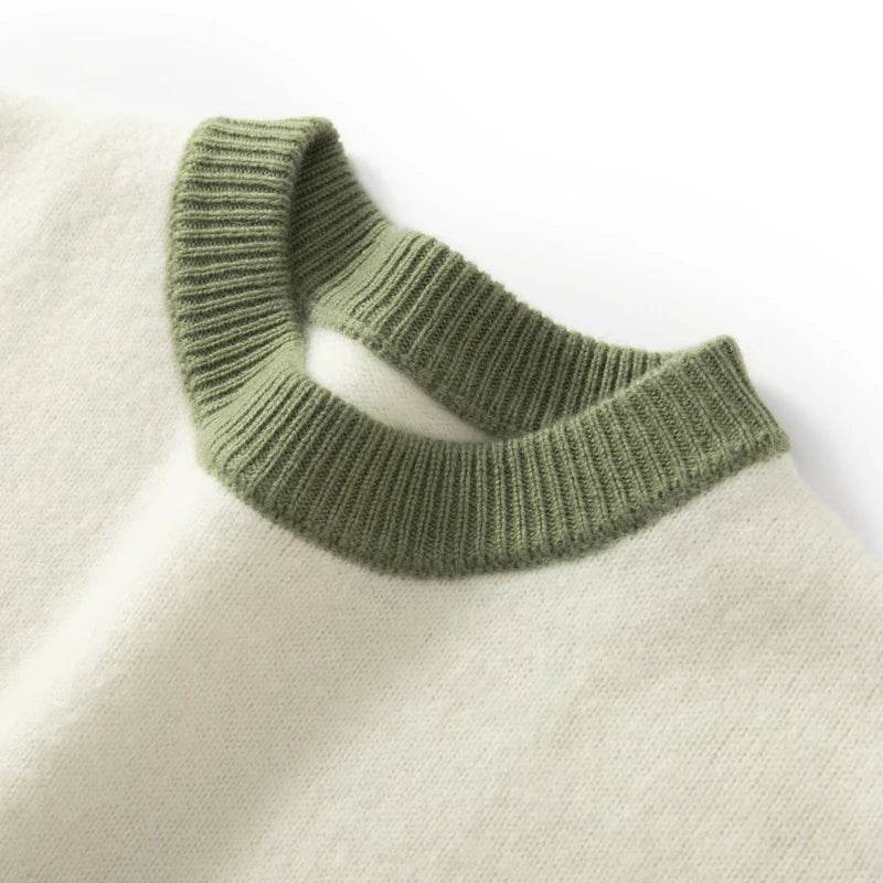 Casual Wool Contrast Knit Sweater - AngraBech