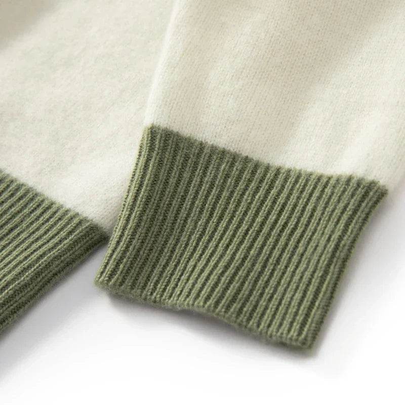 Casual Wool Contrast Knit Sweater - AngraBech