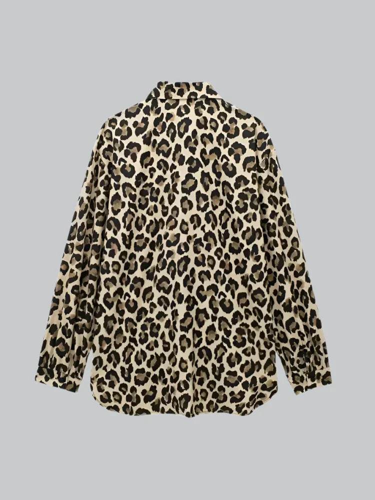 Chic Leopard Print Button Up Blouse - AngraBech