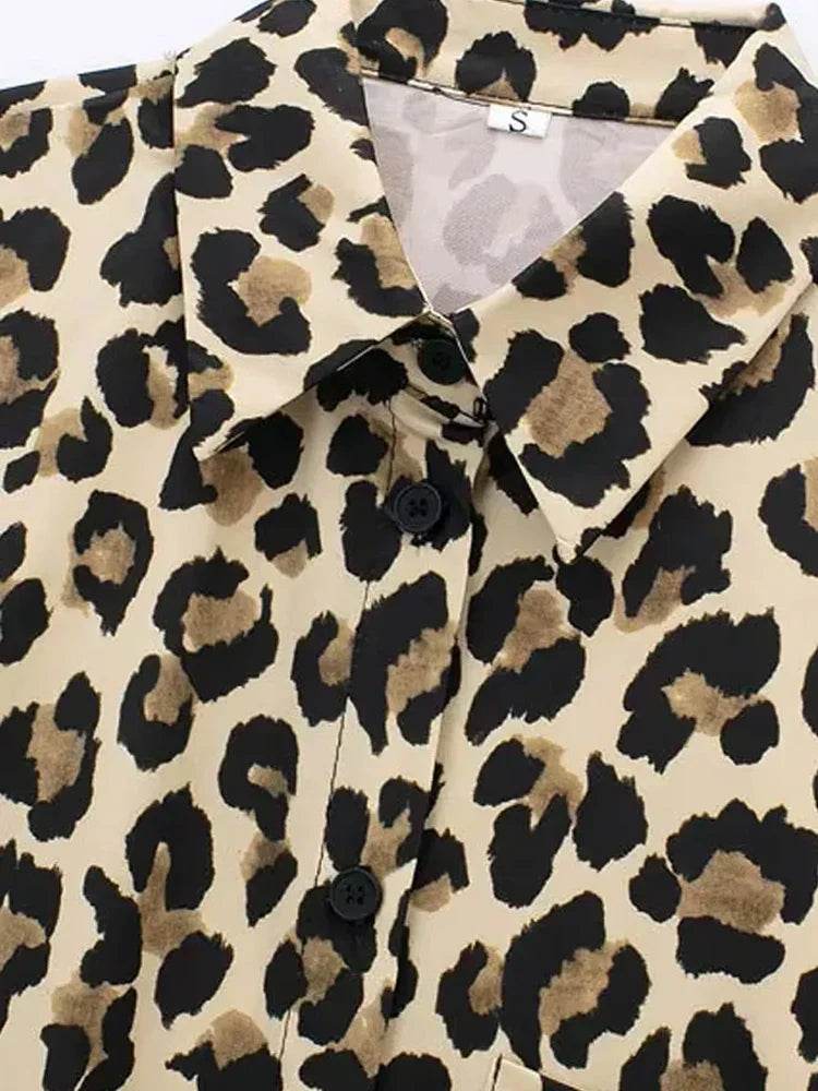 Chic Leopard Print Button Up Blouse - AngraBech