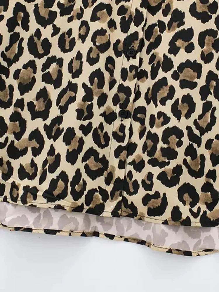 Chic Leopard Print Button Up Blouse - AngraBech