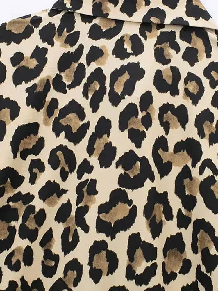 Chic Leopard Print Button Up Blouse - AngraBech