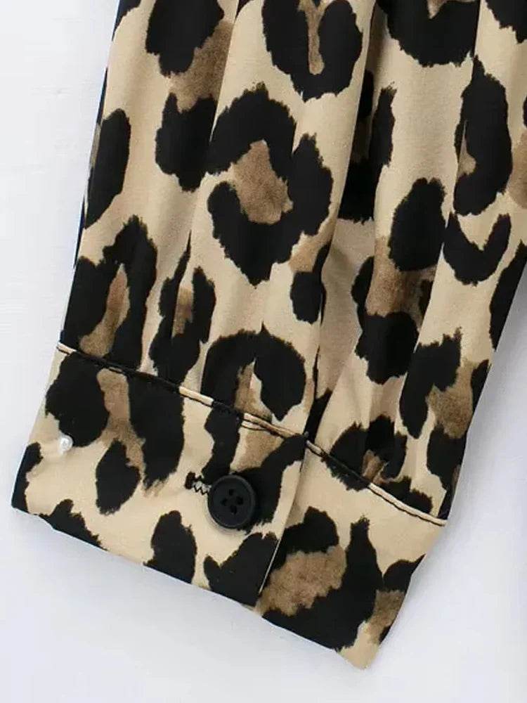 Chic Leopard Print Button Up Blouse - AngraBech