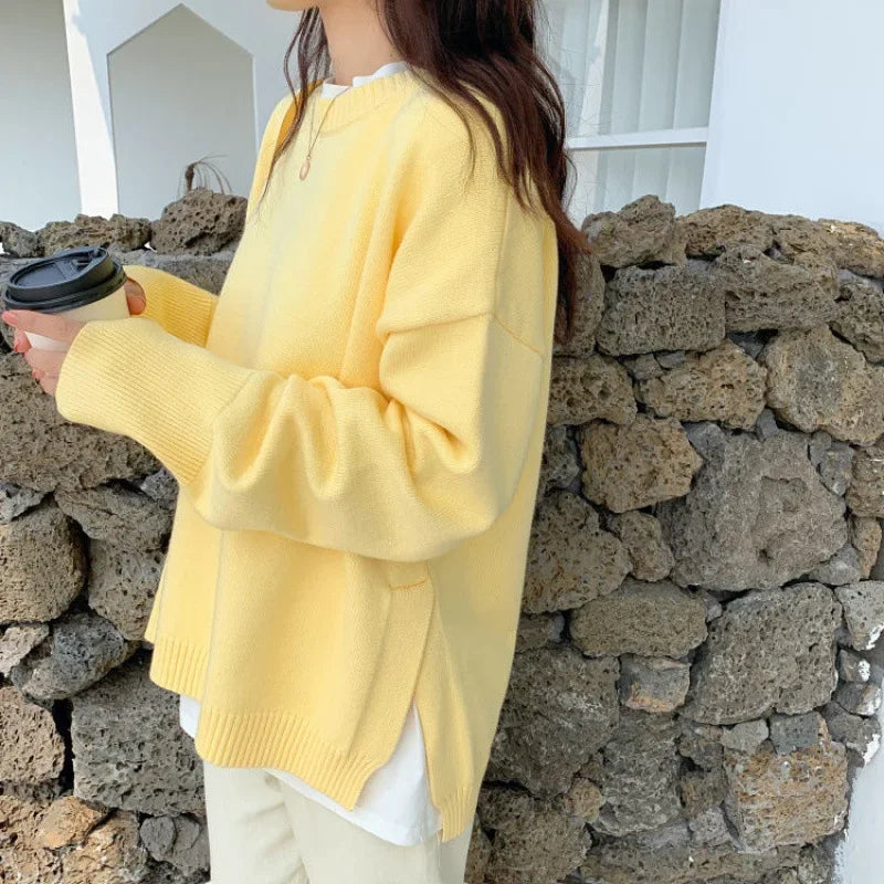 Cozy Loose Crew Neck Knit Sweater