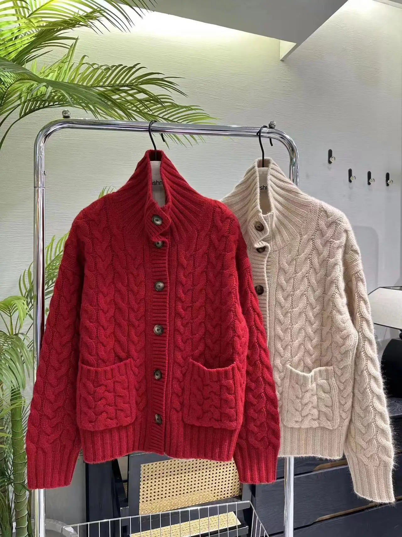 Cozy Wool Stand Collar Cardigan