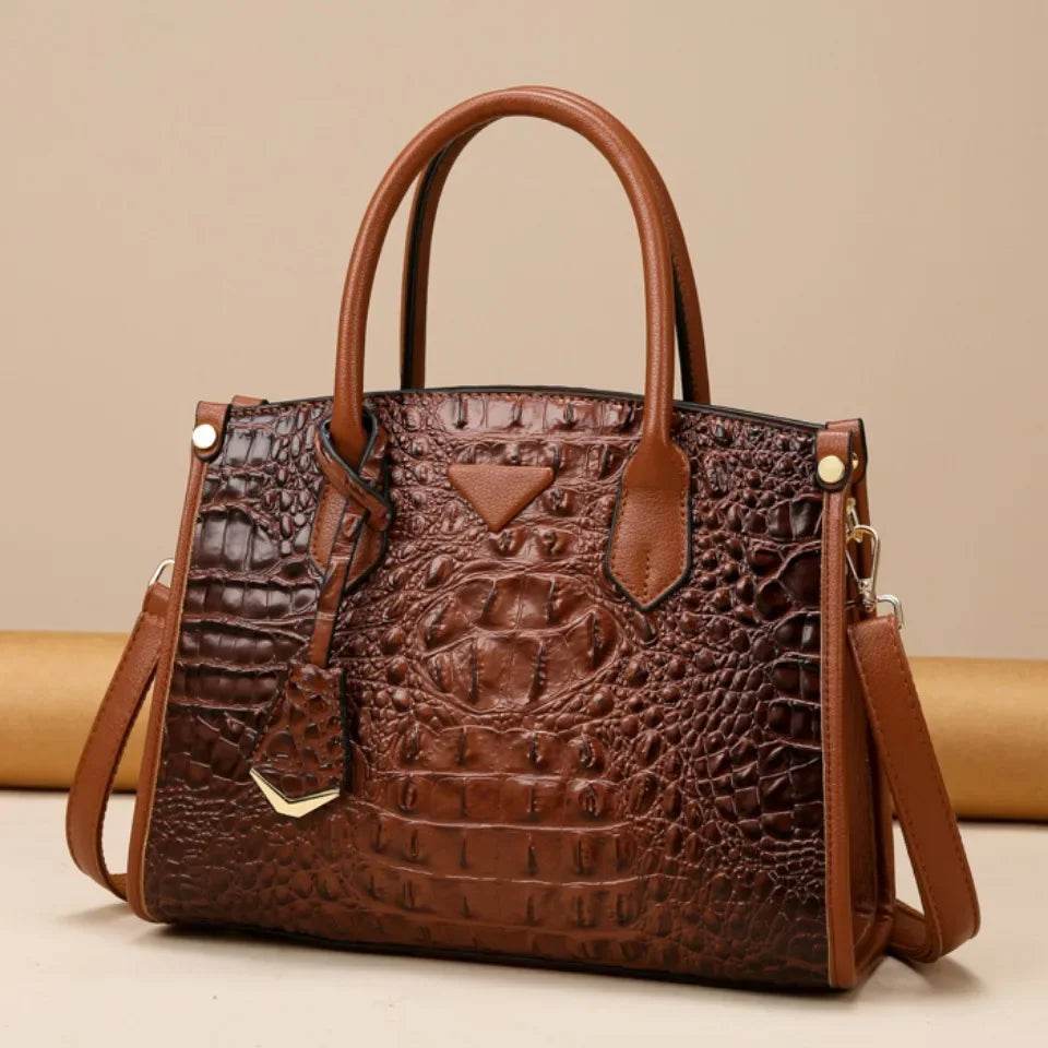 Crocodile Leaer Top Handle Bag - AngraBech