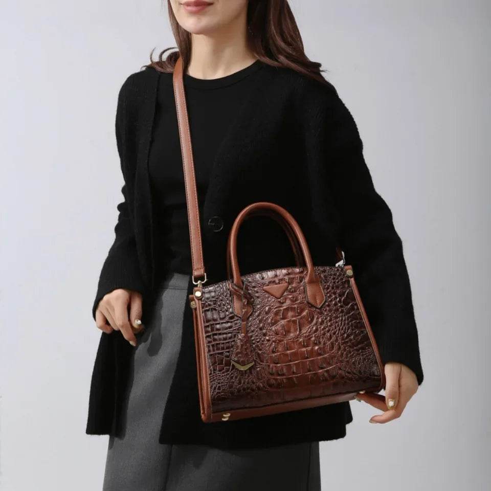 Crocodile Leaer Top Handle Bag - AngraBech