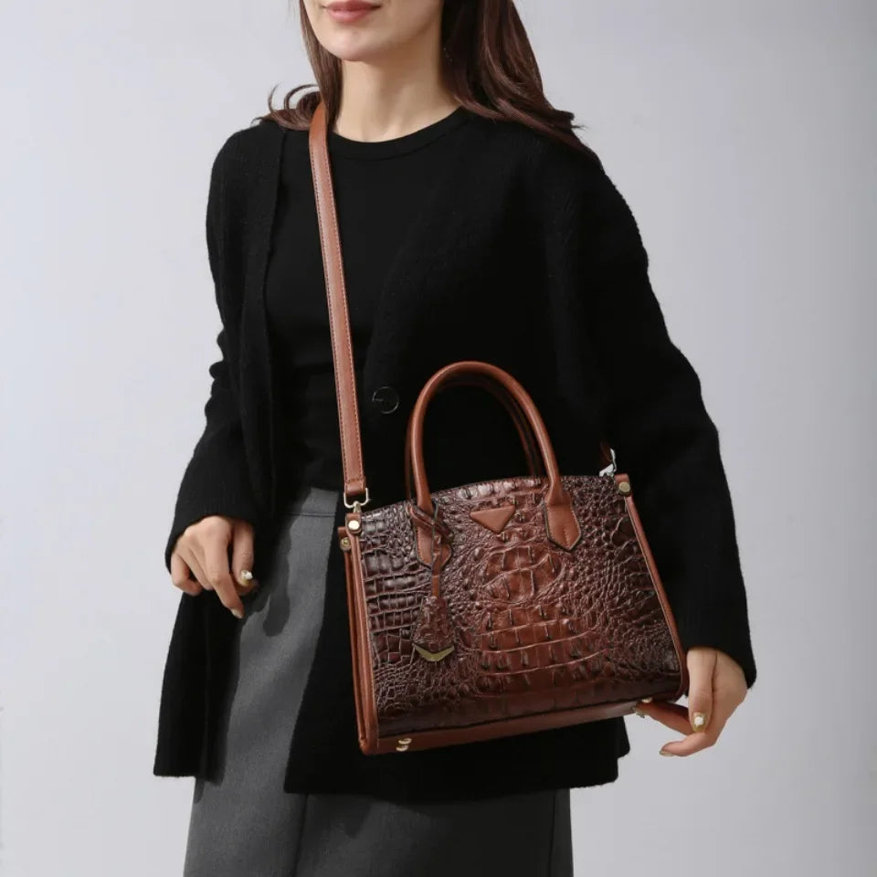 Crocodile Leather Top-Handle Bag