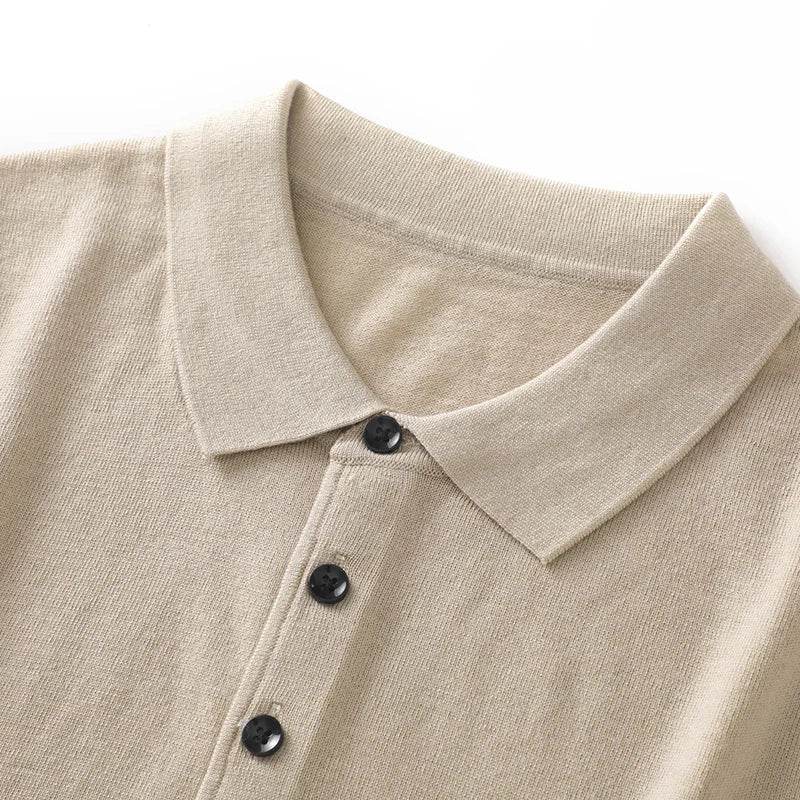 Fine Spun Wool Polo Collar Shirt - AngraBech