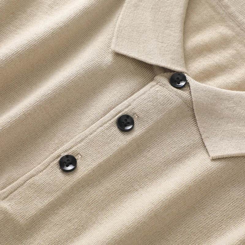 Fine Spun Wool Polo Collar Shirt - AngraBech