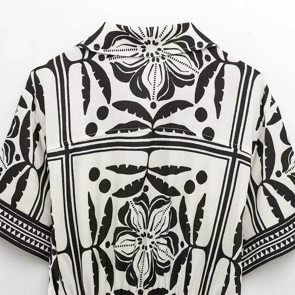 Womens Floral Print Short Blouses - AngraBech