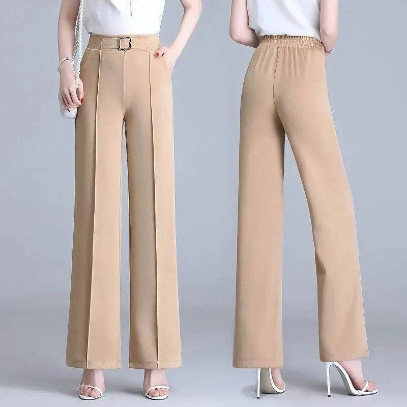 Womens High Waist Ice Silk Trousers - AngraBech