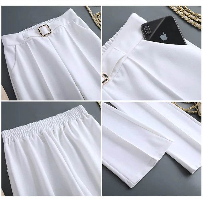 Womens High Waist Ice Silk Trousers - AngraBech