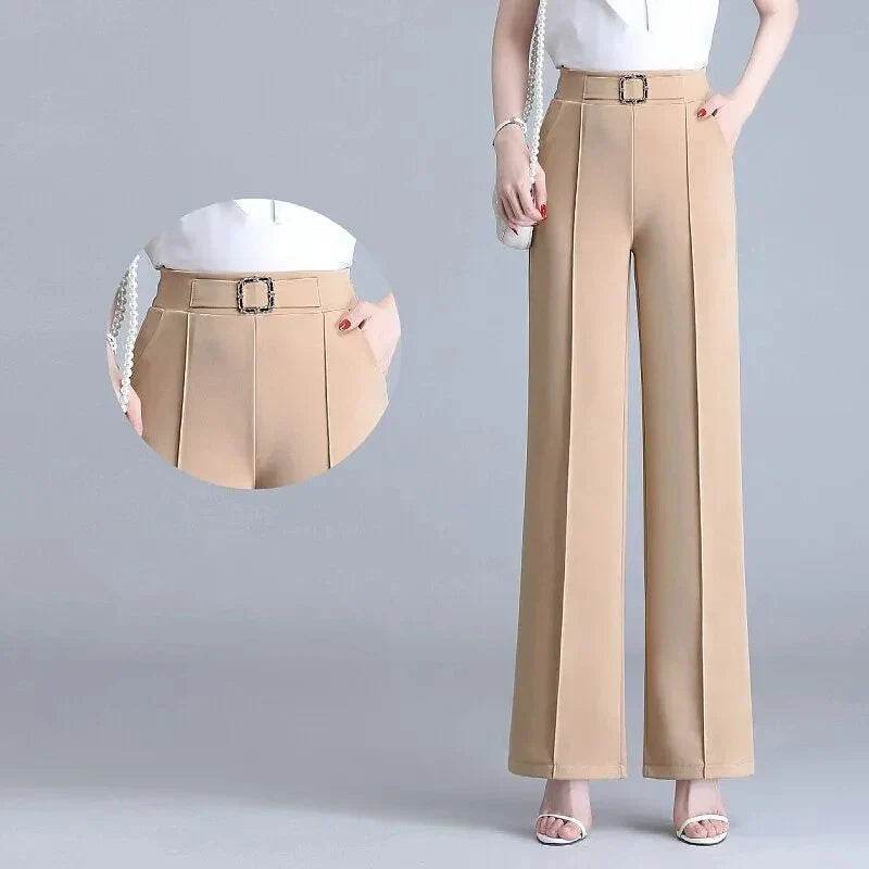 Womens High Waist Ice Silk Trousers - AngraBech
