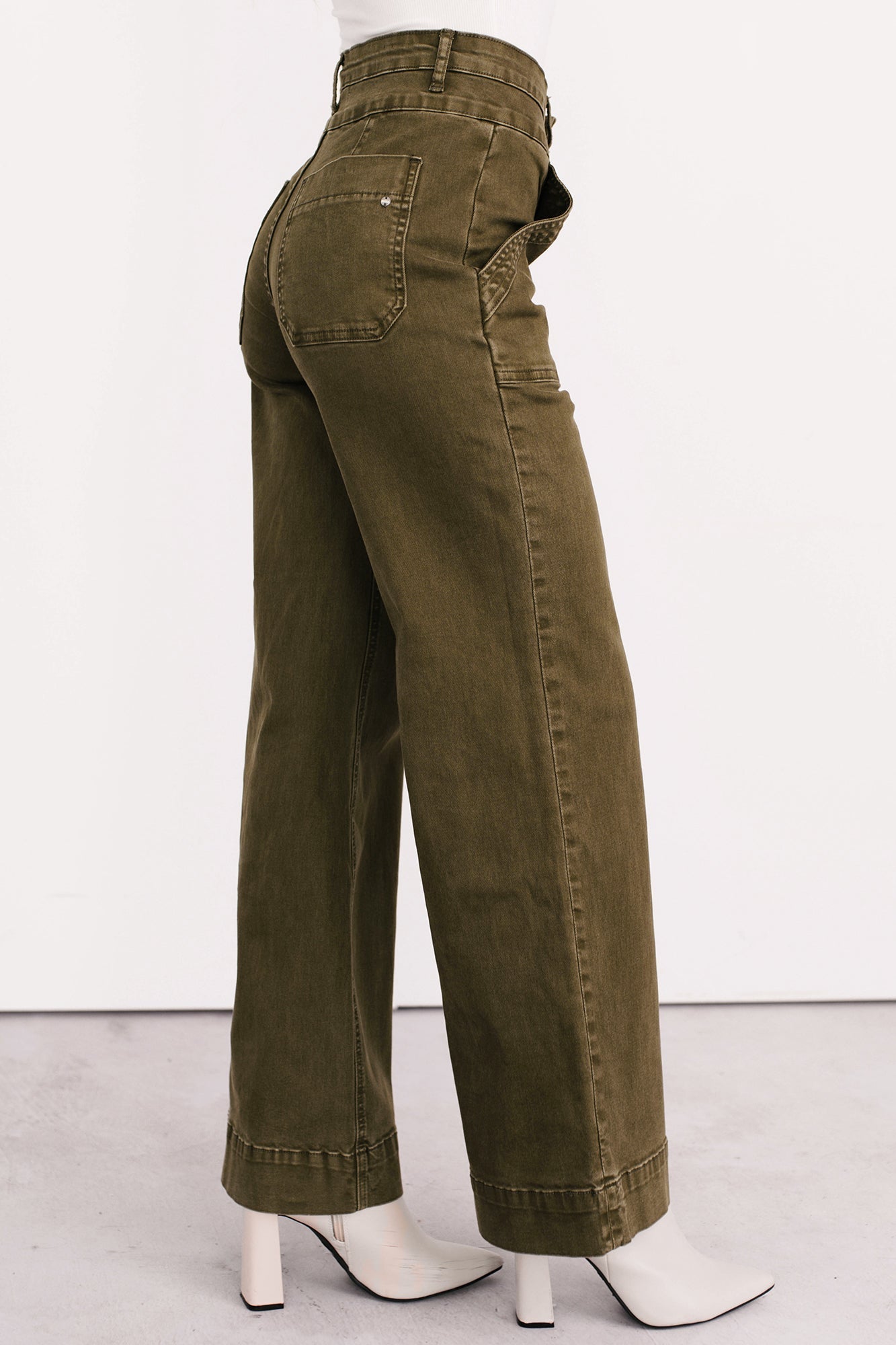 Henley Wide Leg Mica Denim Jeans (Fern Green) - NanaMacs