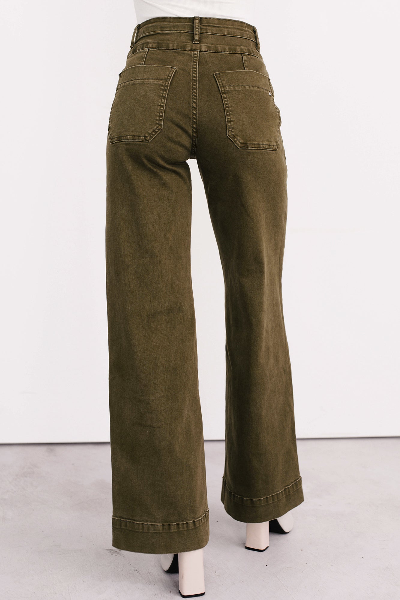 Henley Wide Leg Mica Denim Jeans (Fern Green) - NanaMacs