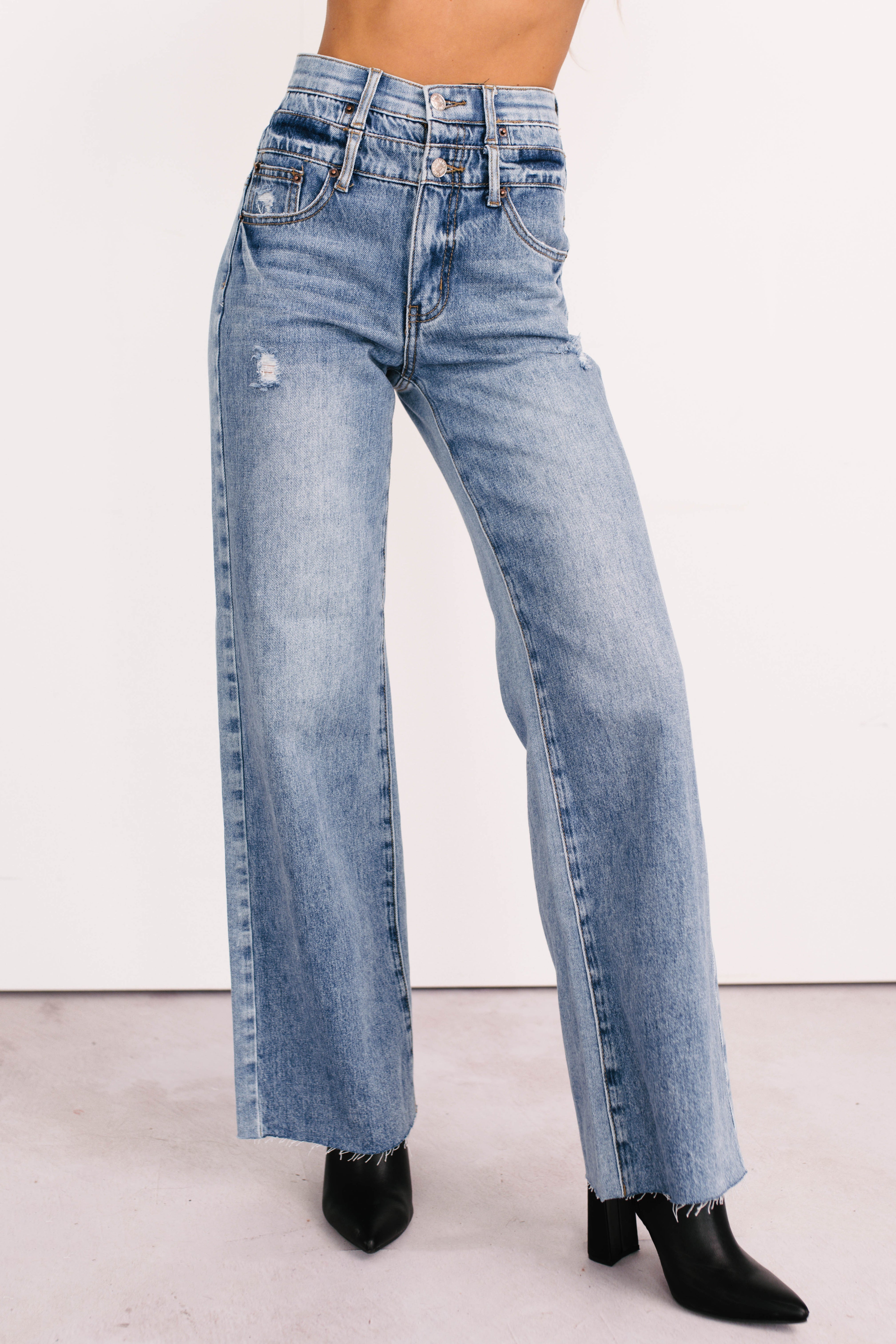 Xander High Rise Double Waist Saige Denim Jeans (Medium) - NanaMacs