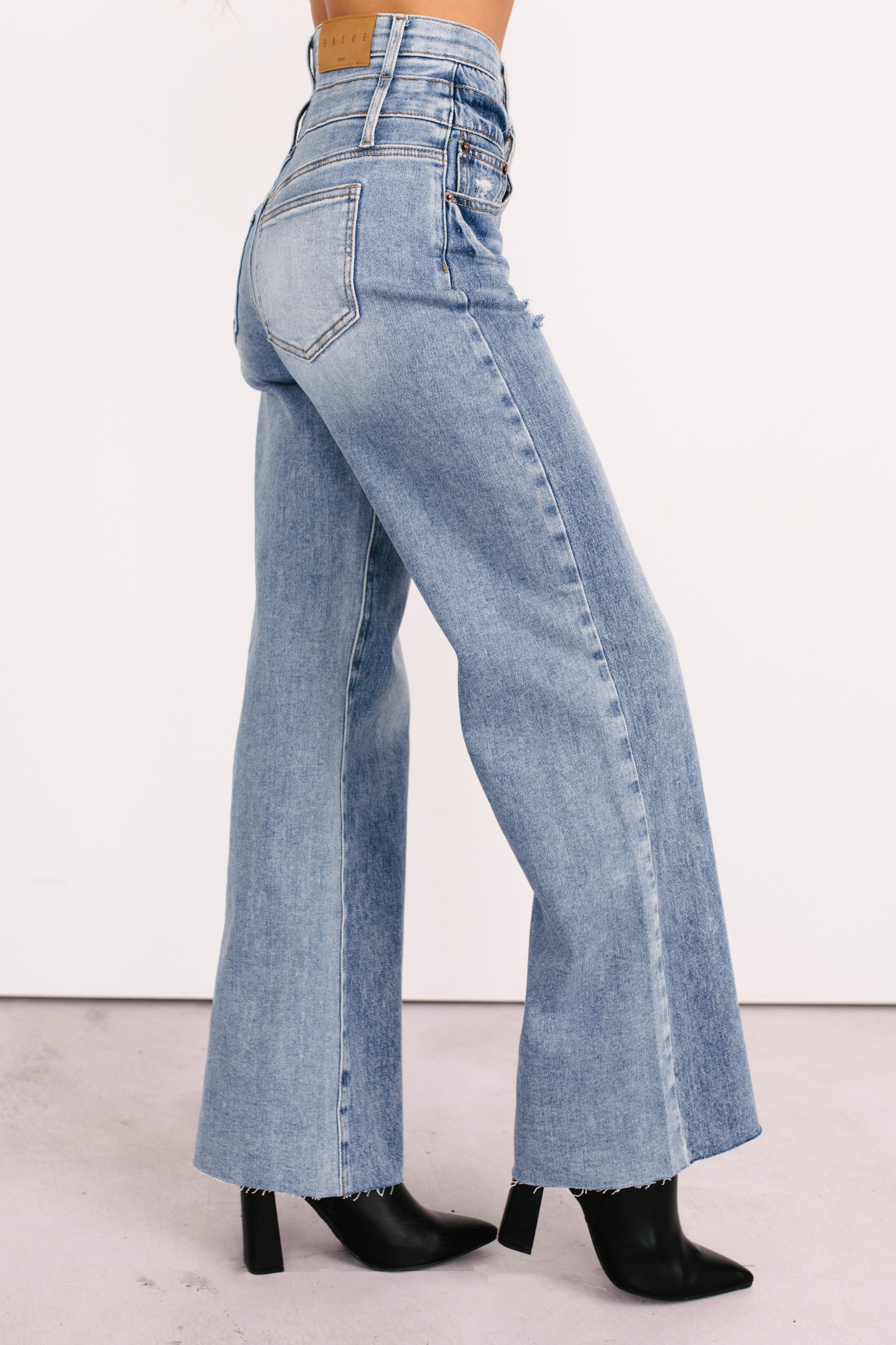 Xander High Rise Double Waist Saige Denim Jeans (Medium) - NanaMacs