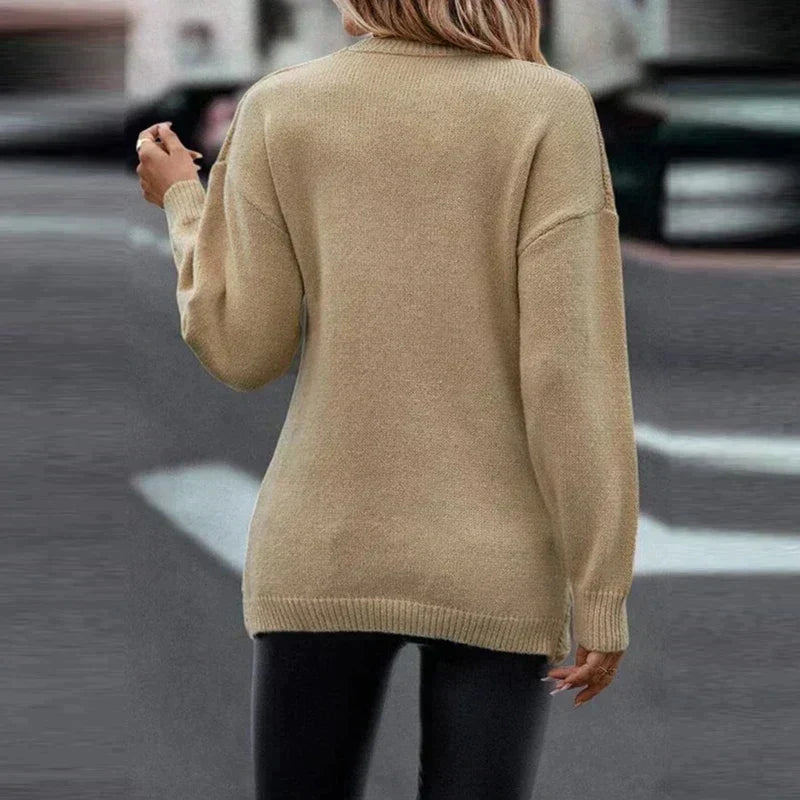 Asymmetrical V-Neck Wrap Knit Sweater