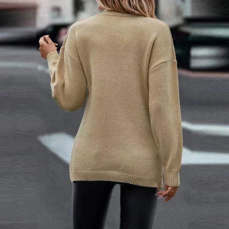 Asymmetrical Vne Wrap Knit Sweater - AngraBech