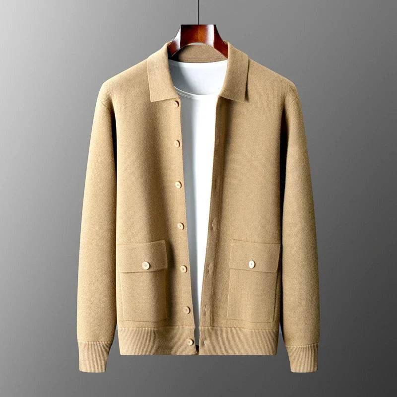 Mens Merino Wool Knit Cardigan Jaet - AngraBech