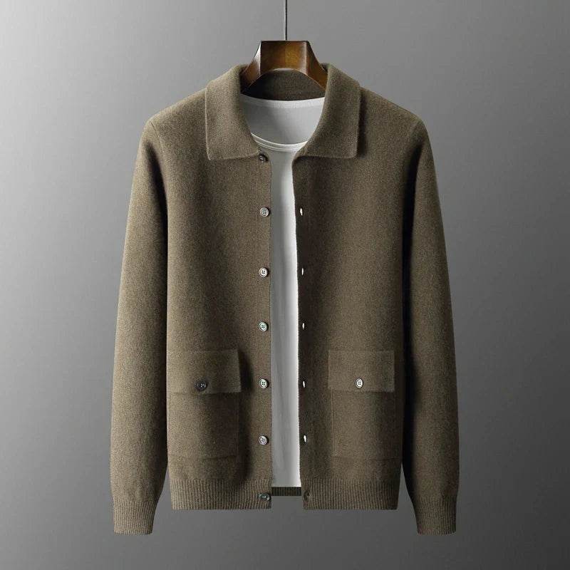 Mens Merino Wool Knit Cardigan Jaet - AngraBech