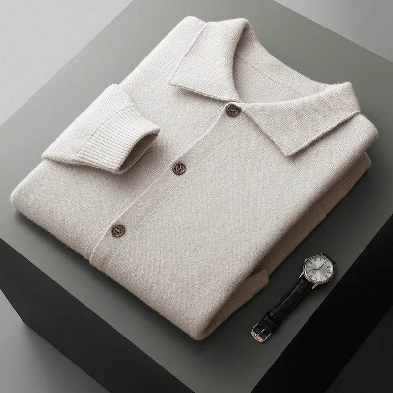 Mens Merino Wool Knit Cardigan Jaet - AngraBech