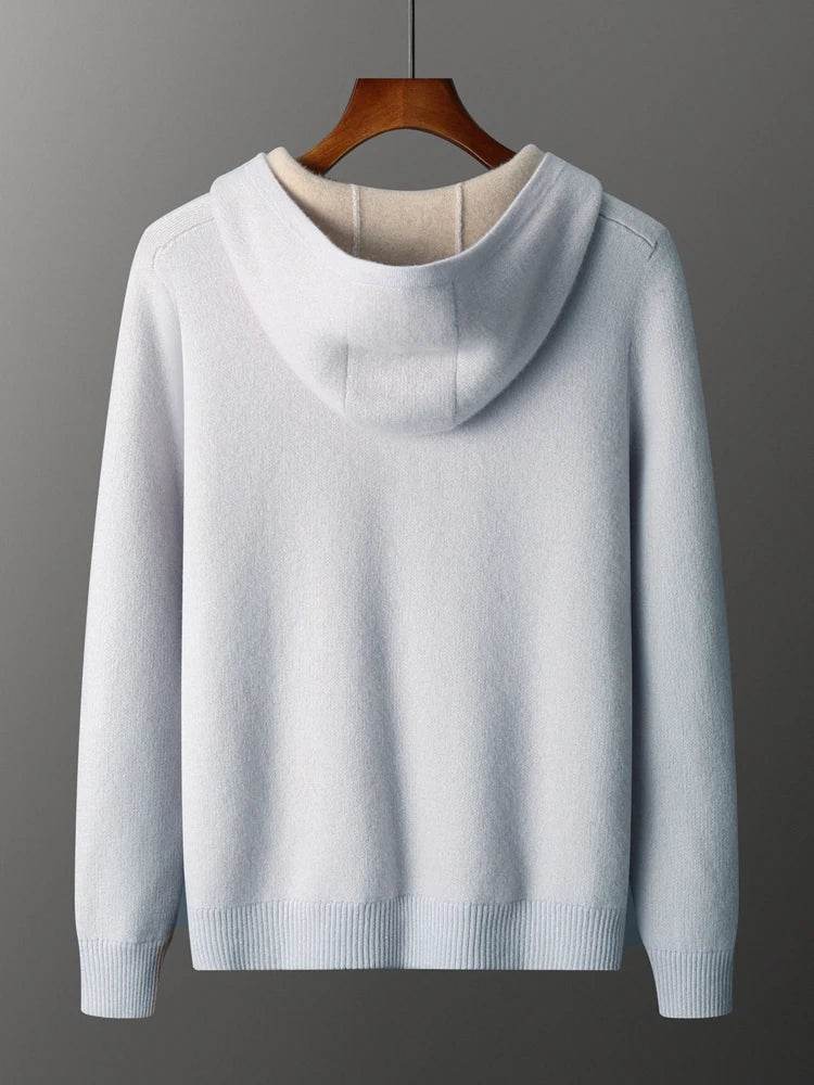 Mens Pure Cashmere Zipper Hooded Cardigan - AngraBech