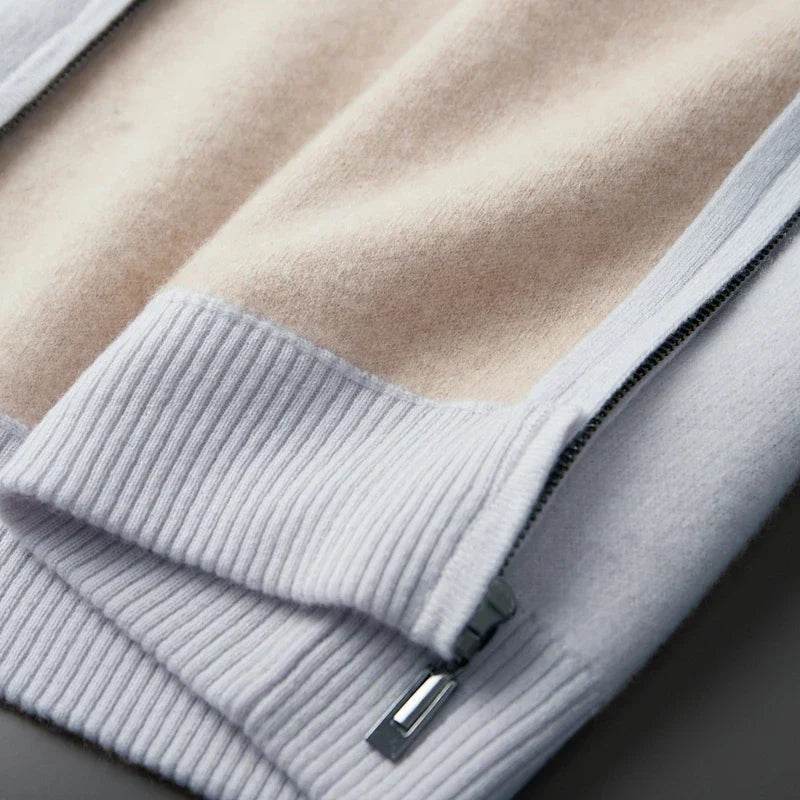 Mens Pure Cashmere Zipper Hooded Cardigan - AngraBech