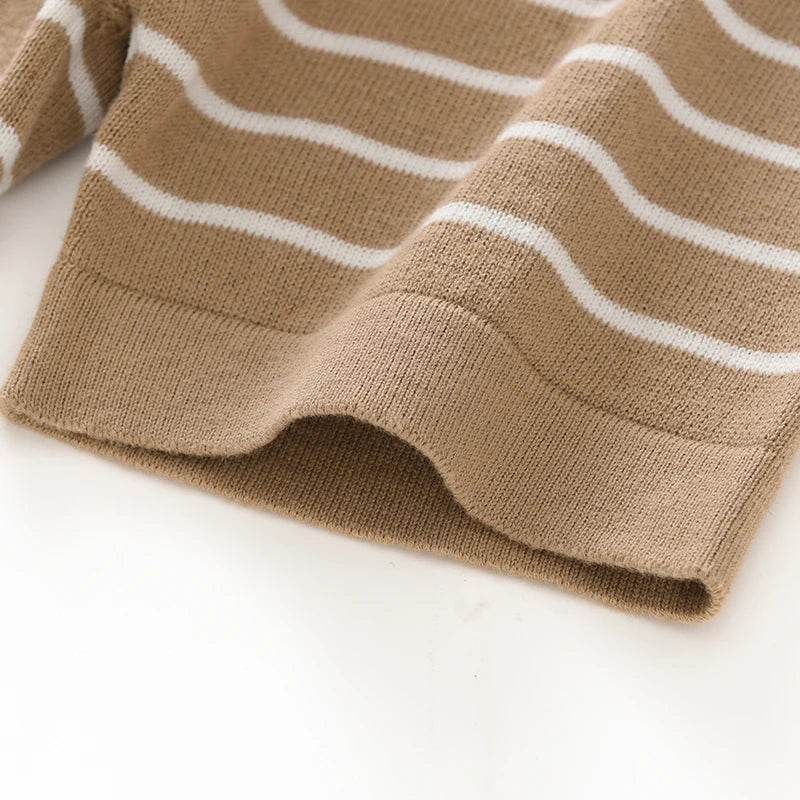 Mens Striped Cotton Knit Short Sleeve Tee - AngraBech