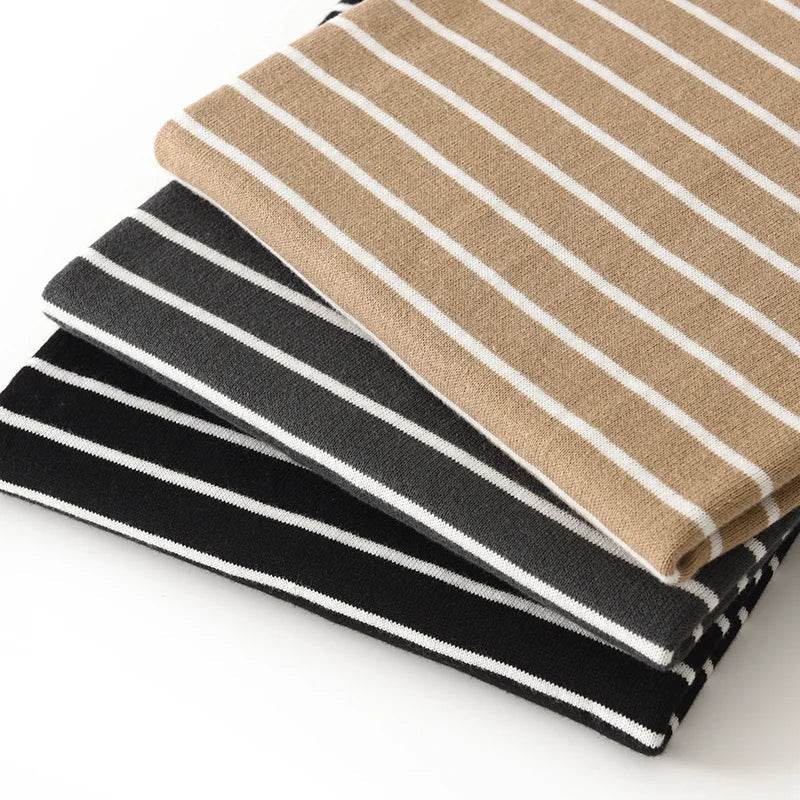 Mens Striped Cotton Knit Short Sleeve Tee - AngraBech