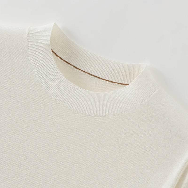 Mens Wool Knit Short Sleeve Sweater Tee - AngraBech