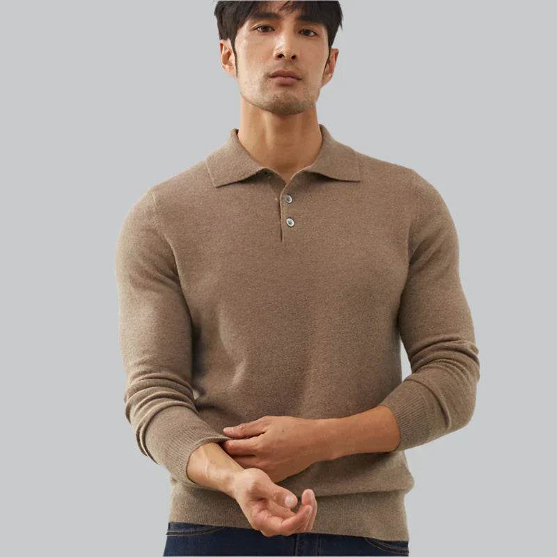 Mens Cashmere Polo Chic Sweater - AngraBech