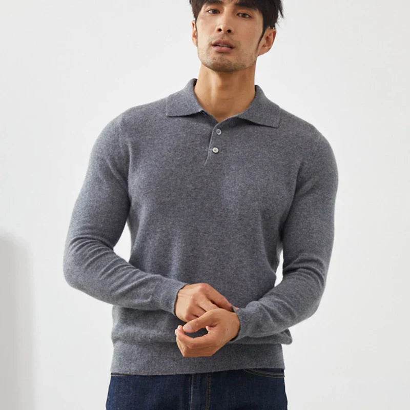 Mens Cashmere Polo Chic Sweater - AngraBech