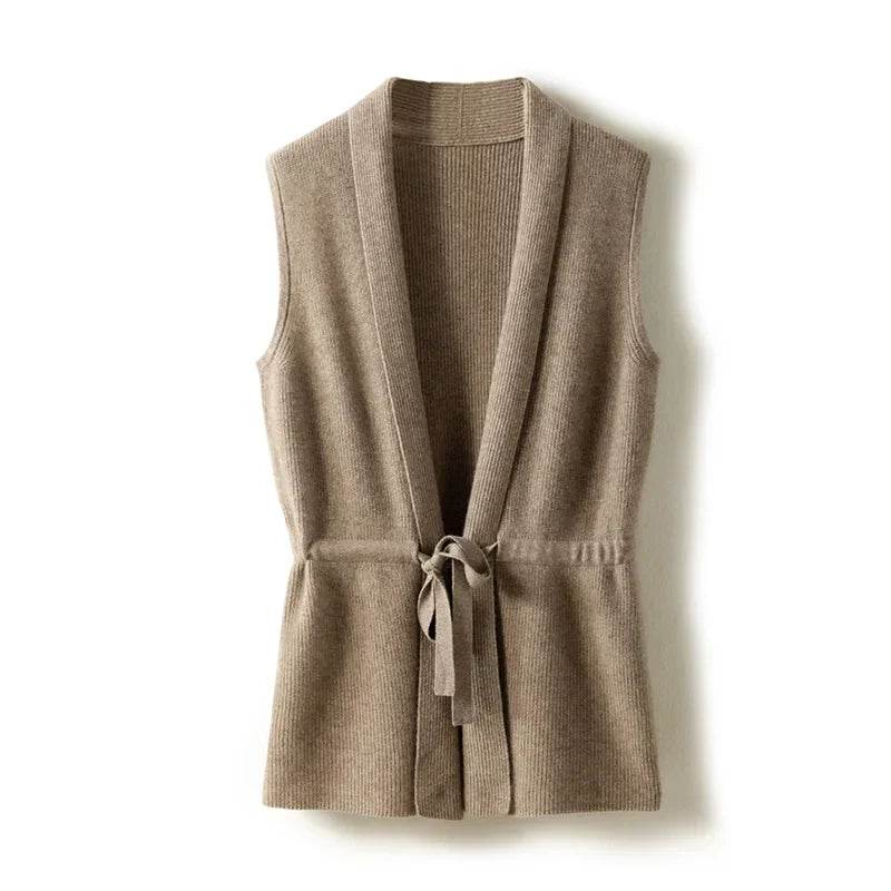 Chic Merino Wool Knit Sleeveless Vest - AngraBech