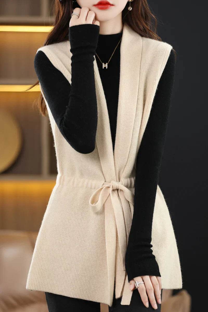 Chic Merino Wool Knit Sleeveless Vest - AngraBech