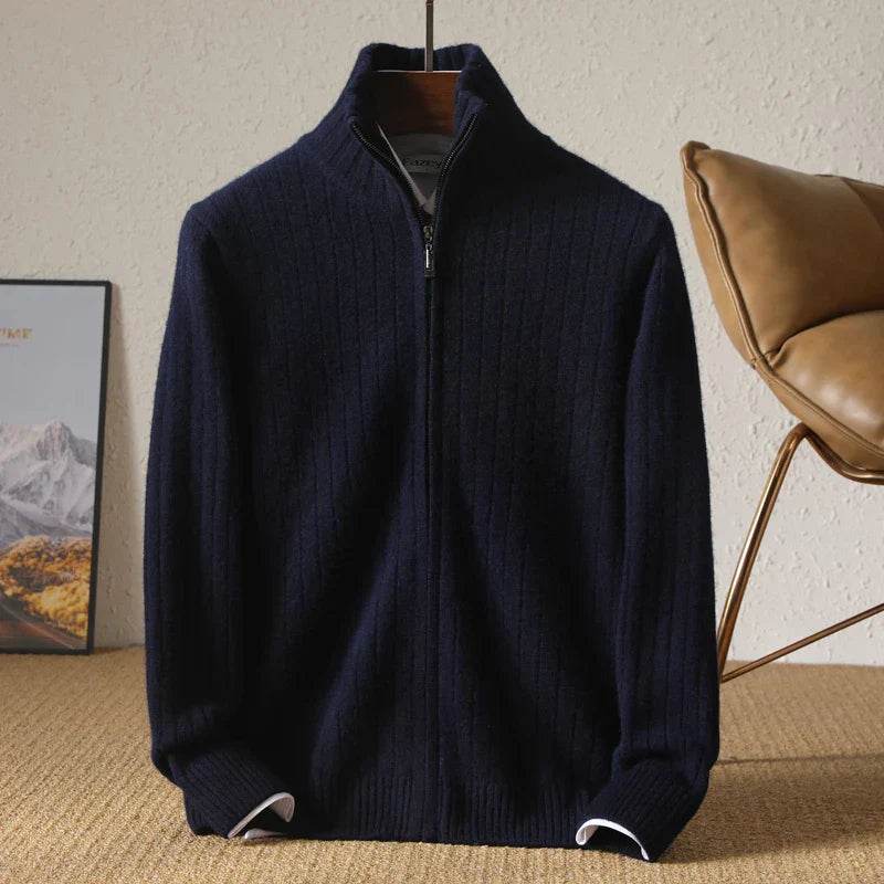 Merino Wool Ribbed Zip Up Cardigan 1 - AngraBech